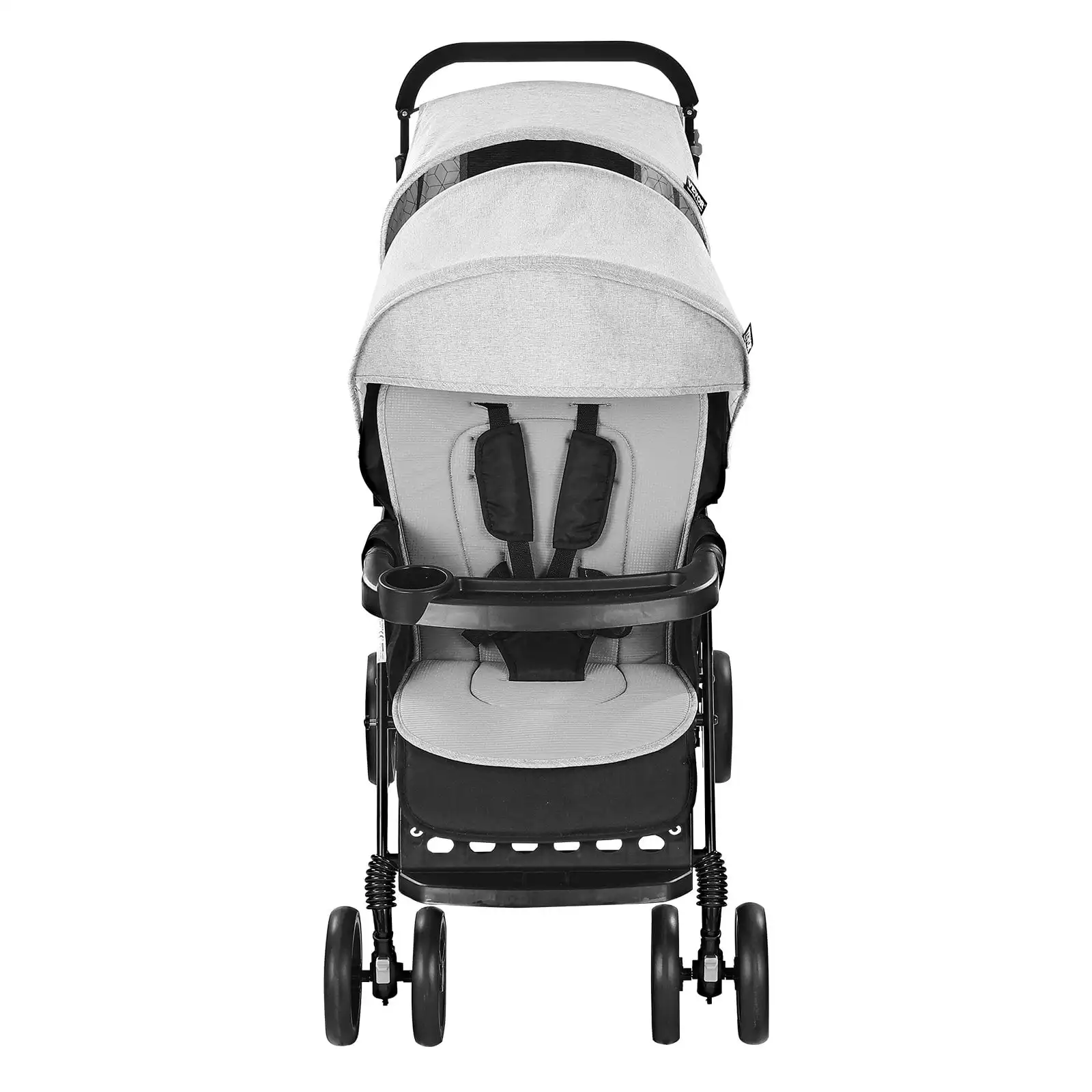 Double Stroller, Foldable Lightweight Twin Tandem Stroller, Light Gray