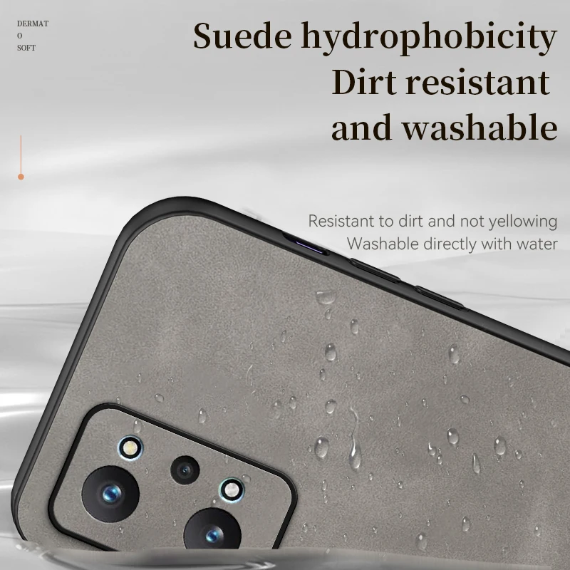Shockproof Soft Phone Case for Realme GT 2 3 Luxury Matte Slim Back Cover with Holder for Realme GT Neo 2 3 3T Leather Case
