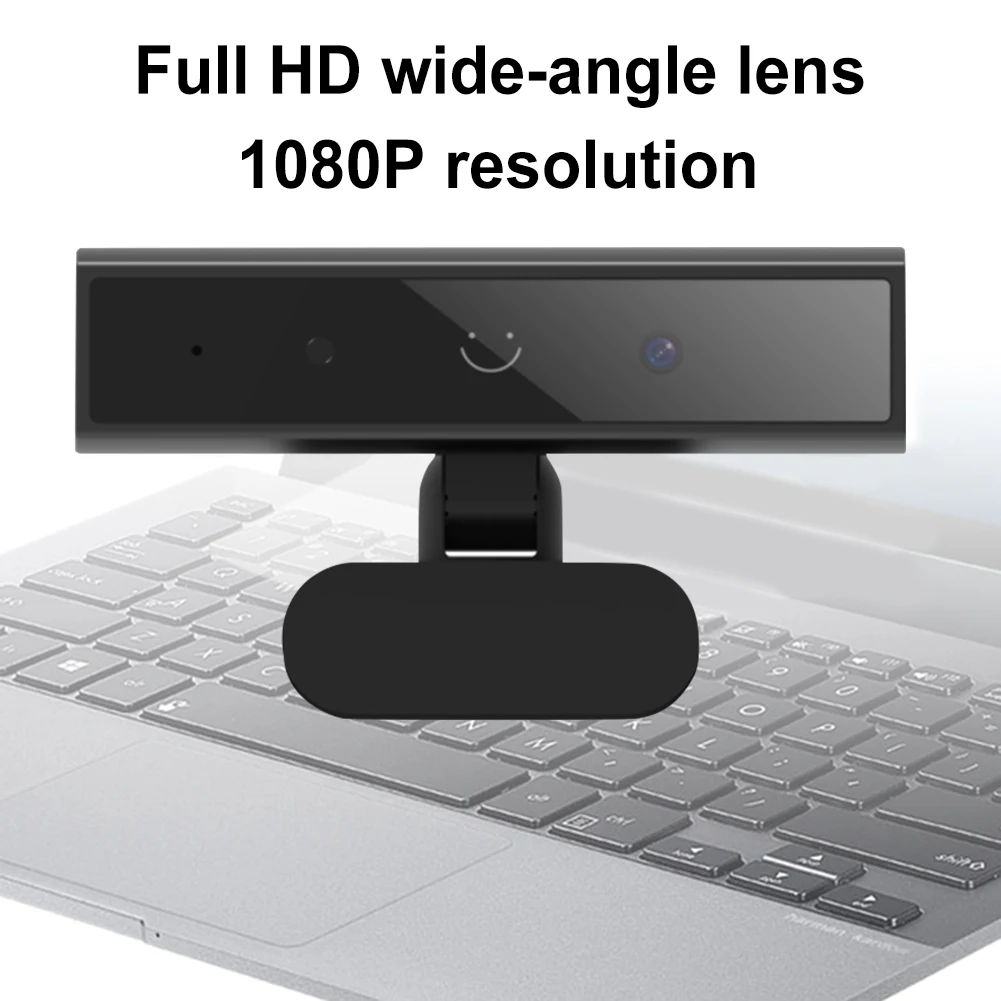 Facial Recognition Webcam with Single Microphone for Windows 10/11 USB Computer Webcam HD 1080P 2MP for Computer Laptop