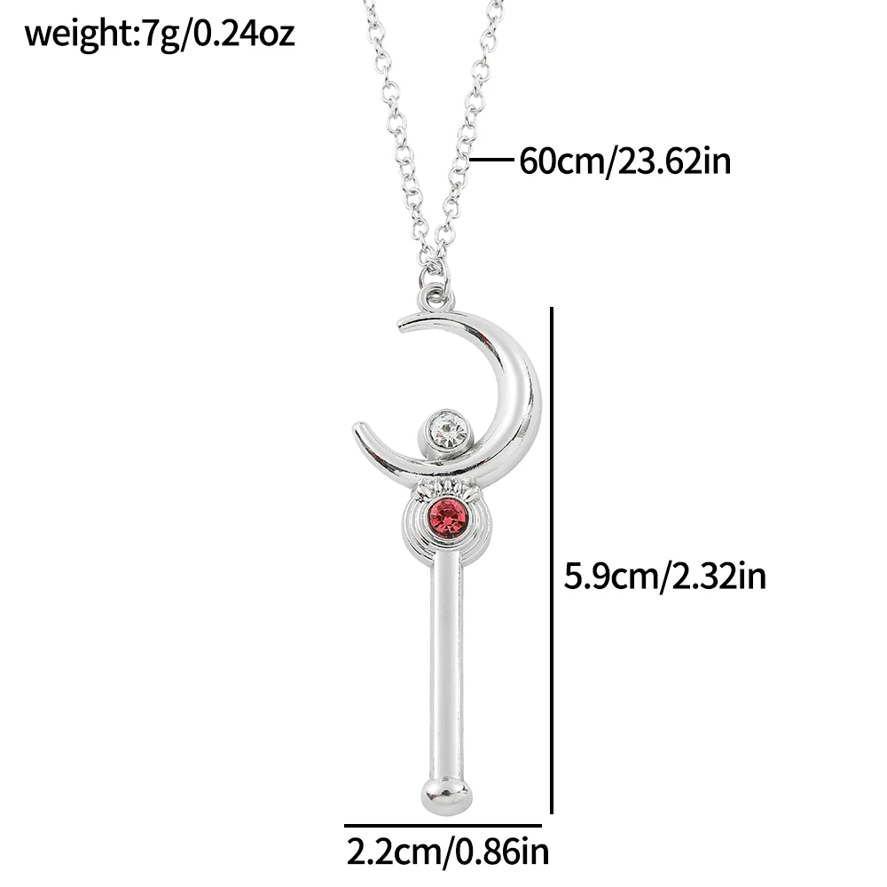 Anime Cartoon Moon Necklace Stick With Crystal Pendant Necklace Cosplay Christmas Girl Nice Gift