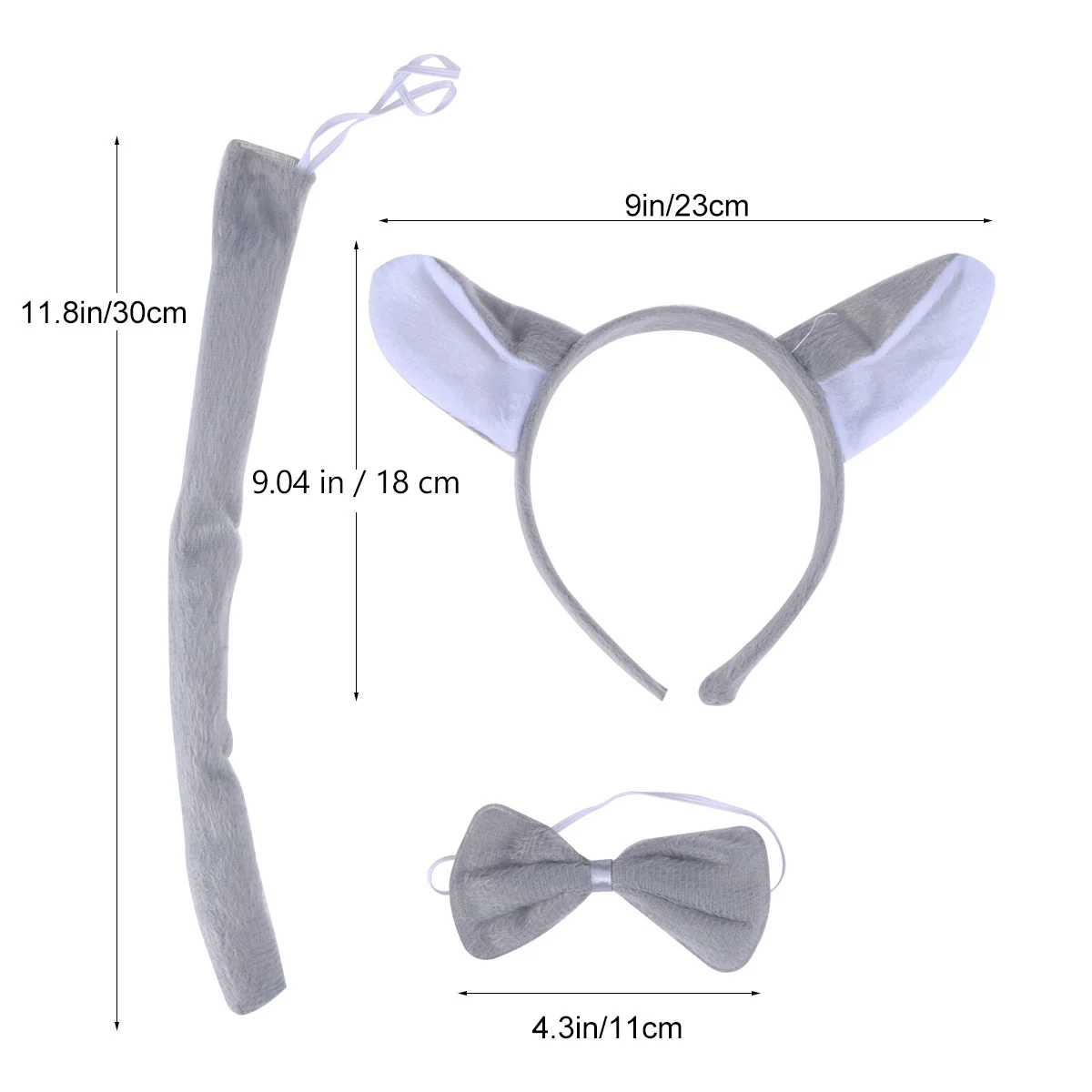 3Pcs Animal Headband Dog Ears Bow Tie Tail Set Halloween Party Cosplay Accessories Kids Adults Costume Dog Costume