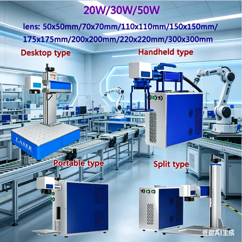 Fiber Laser Marking Machine Desktop/Handheld/Portable/Split-type 20W 30W 50W Metal Engraver Cut for PVC Plastic Stainless Steel