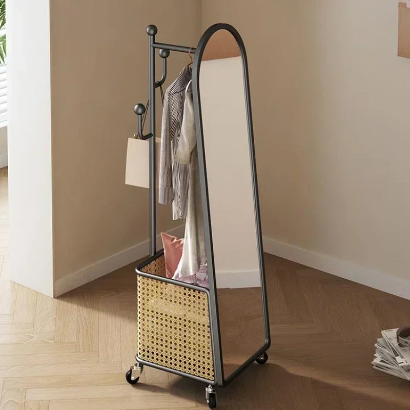 medieval floor-to-ceiling full-body full-length mirror and coat rack integrated