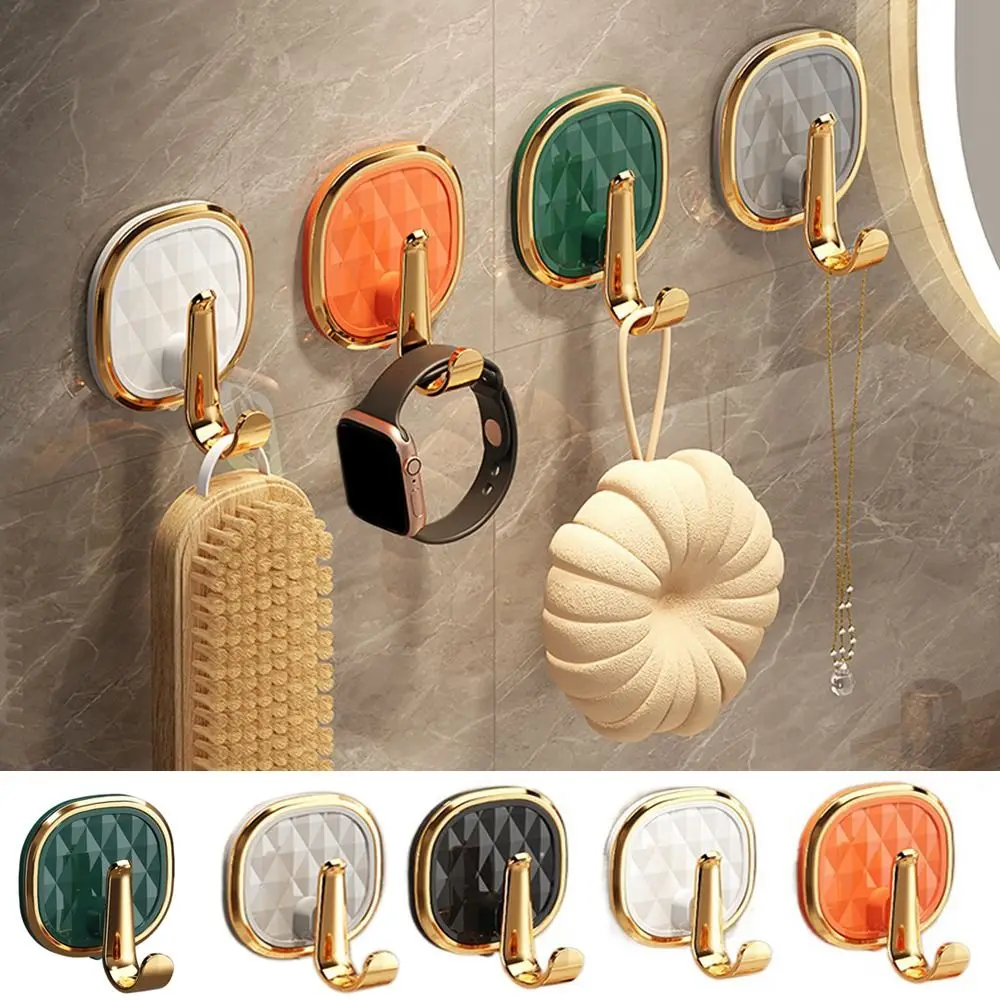 Plastic Light Luxury Plastic Hook Free Punching Adhesive Sticky Hook Wall-mounted Powerful Key Storage Hook Bathroom