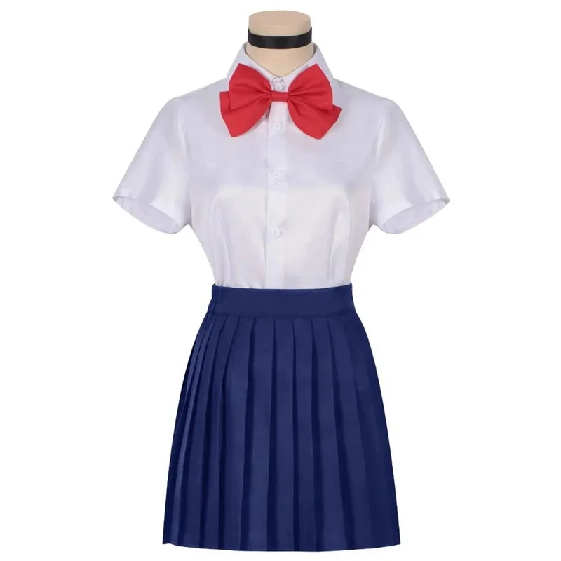 Momo Ayase Cosplay Costume Pink Top Blue Skirt School Uniform Halloween Party Uniform