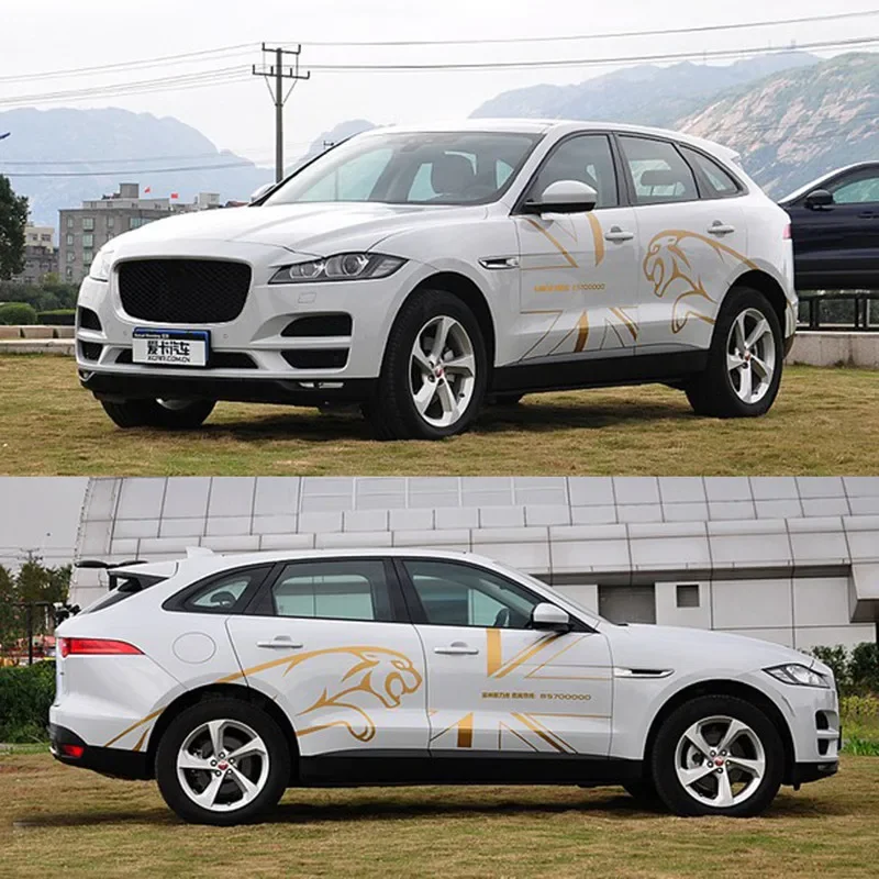 SUV car sticker body appearance decoration pull flower color strip For Jaguar EPACE FTYPE door leopard pattern Decal film