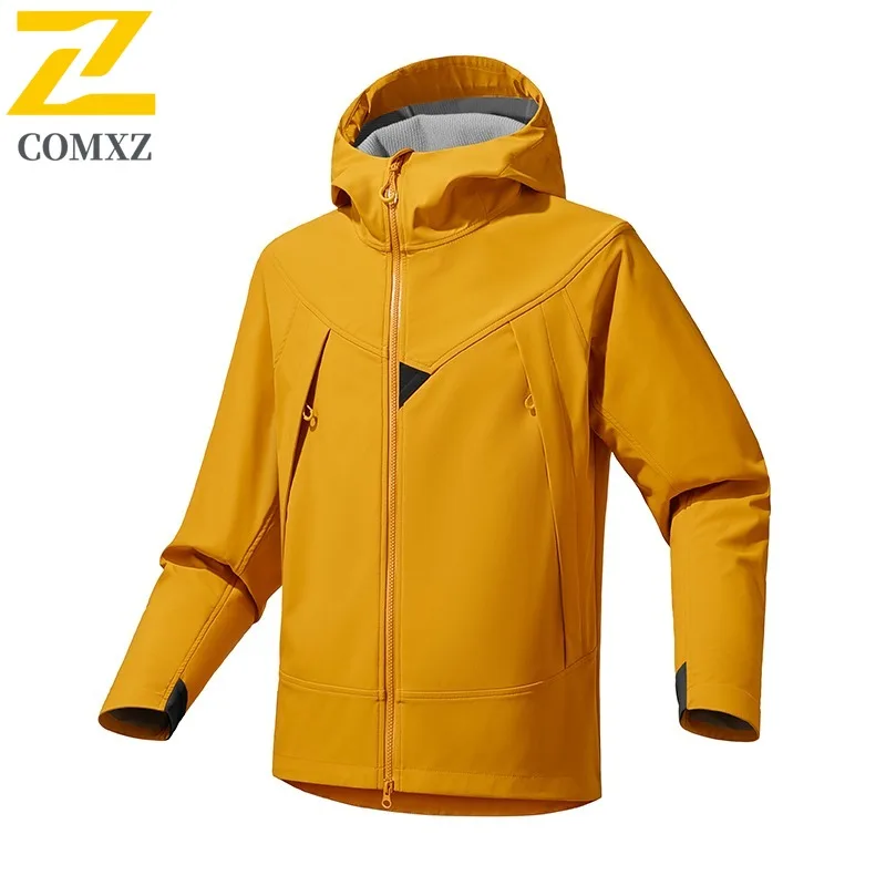 

COMXZ Men Hooded Jacket 2025 Waterproof Windproof Lightweight Outdoor Adventure Fishing Camping Jackets Autumn Hunting Coat