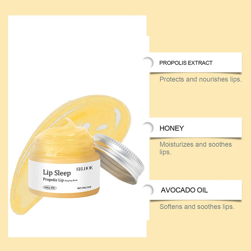 Lip Sleeping Mask,Propolis Lips Moisturizing Nourishing Night Care Balm For Lips Dry Cracks,Fade Lip Lines,Korean Skin Care