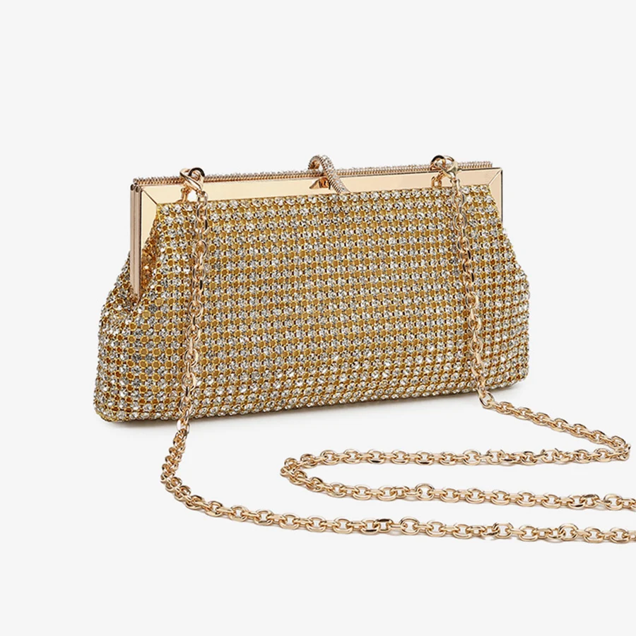 

Luxury Rhinestone Shell Evening Bag Dress Wedding Bride Handbag Shiny Design Party Banquet Lady Clutch Purse Chain Shoulder Bags