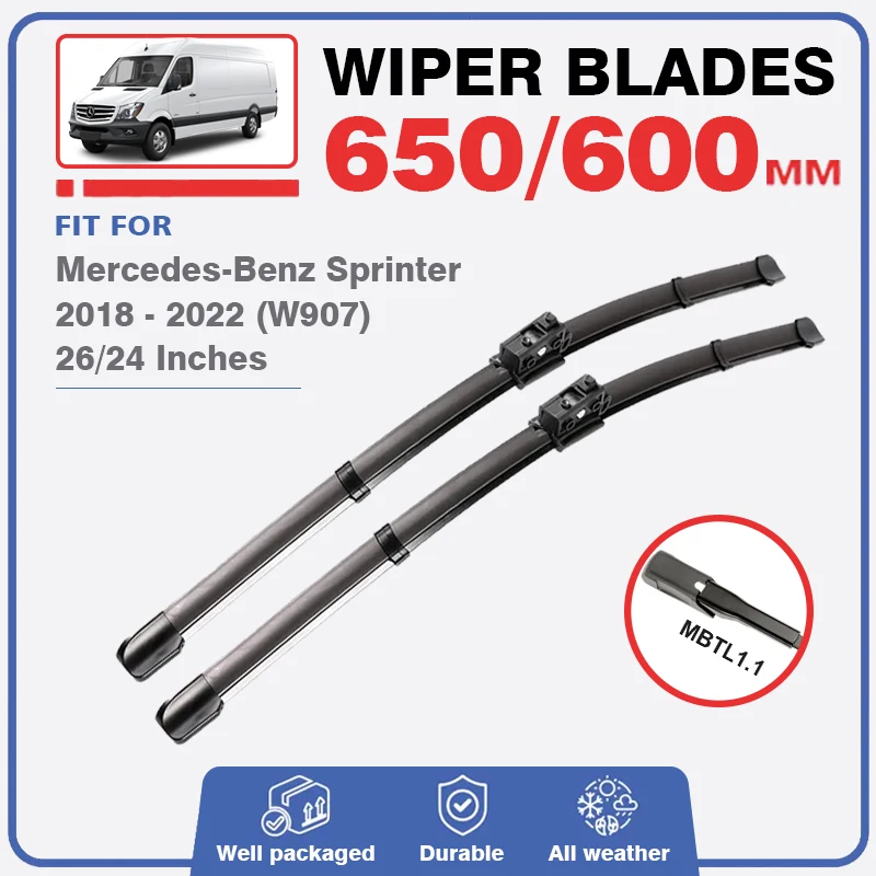 Front Wiper Blades For Mercedes Benz Sprinter W907 907 910 2019 2020 2021 2022 2023 Windscreen Windshield Brushes Accessories