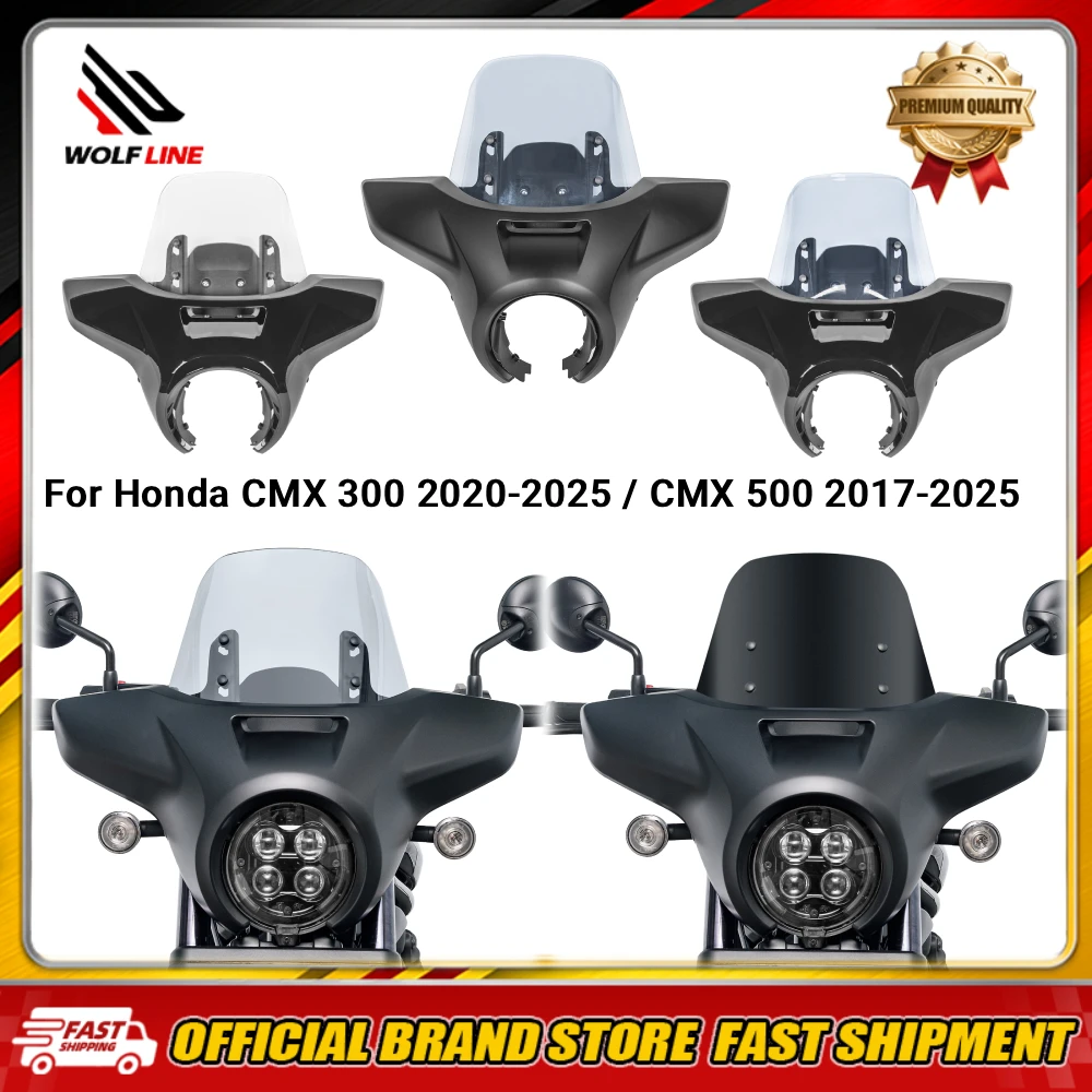 WOLFLINE Frontscheinwerferabdeckung für Honda CMX 300 2020-2025/CMX 500 2017-2025 Windschutzscheibe Scheinwerfer für Tägliches Pendeln & Bergfahrten