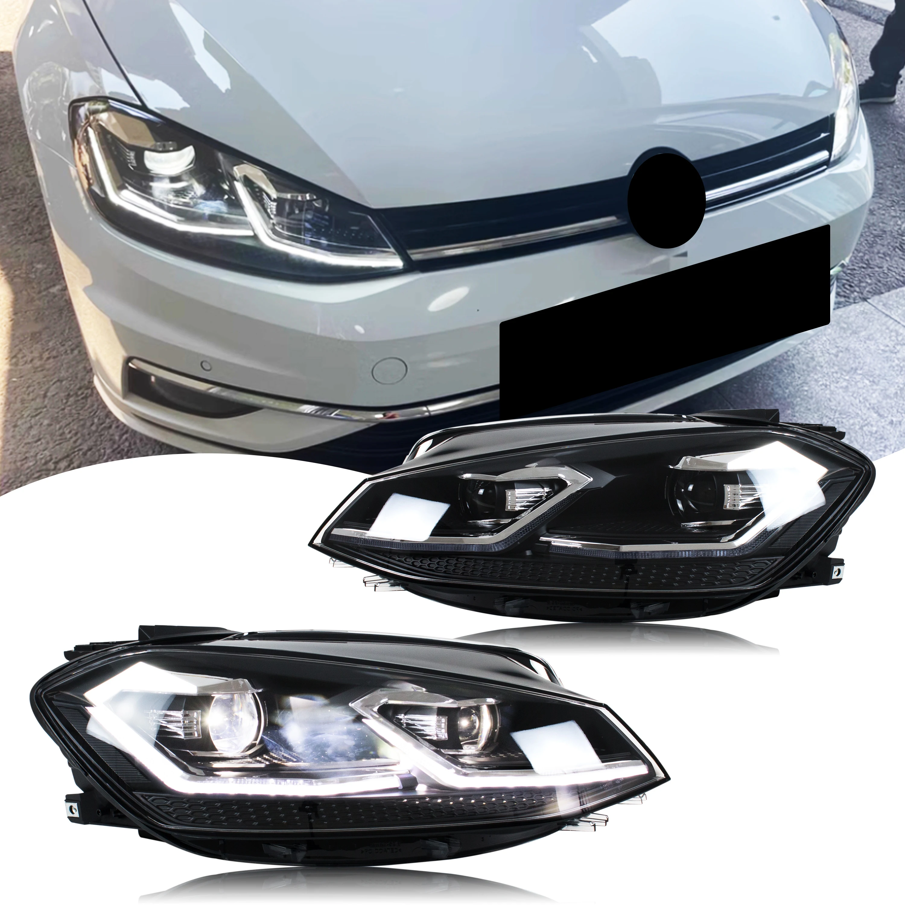 Feux avant à LED pour Volkswagen VW Golf 7.5 MK7.5 TDI TSI 2018-2021 MK VII, ensemble de projecteurs avant [Ne convient pas aux GTI/GTD/R]