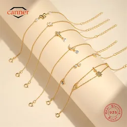 CANNER Eight-Pointed Star Zircon 925 Sterling Silver Bracelet For Women Ins Minimalism Versatile Butterfly Moon Bracelet Gift