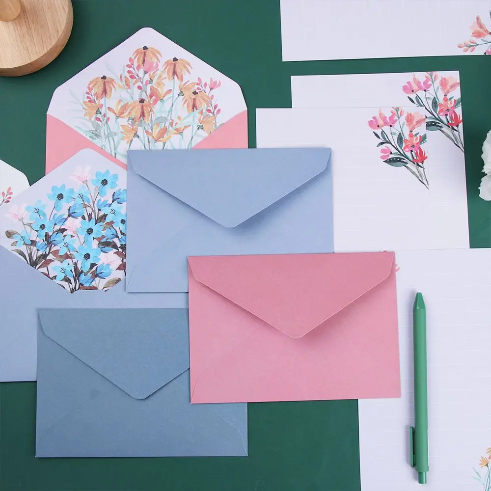 

6PCS/Set Gift Party Wedding Greeting Invitation Card Letter Envelopes Set Floral Pattern Paper Printed Flower Love Note