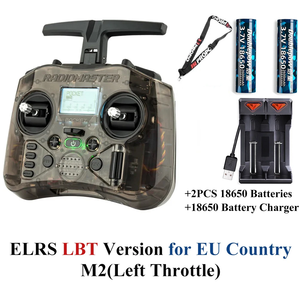 Radiomaster Pocket EdgeTX 2.4G Radio Controller FCC LBT (Mode2 Linkshänder-Drossel) CC2500 / ELRS Hall Gimbal-Sender