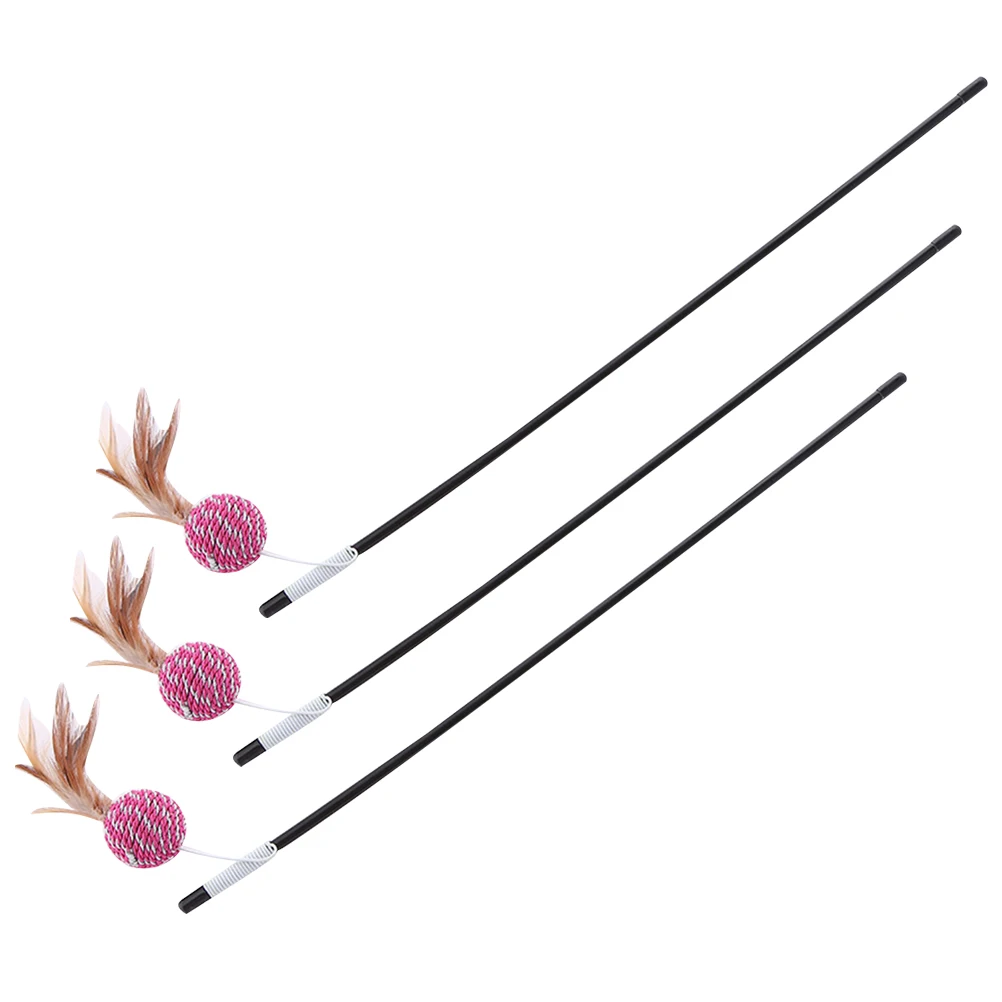 

3 Pcs Cat Wand Toy Durable Material Interactive Indoor Teaser Pet Supplies Strengthen Bond Fun Active Healthy