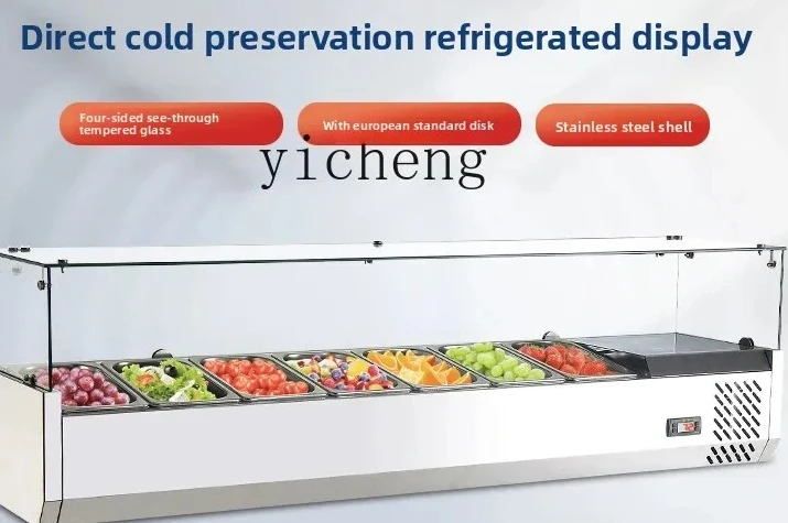 desktop refrigerated display cabinet horizontal salad cabinet fruit fishing dessert fresh-keeping freezer