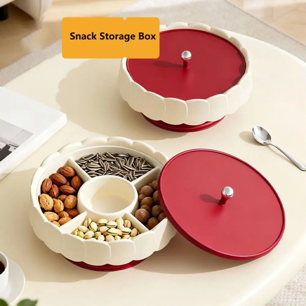 

Light Luxury Red Snack Serving Tray with Lid Sealed Candy Box Dustproof Traditional New Year Snack Storage Box Spring Festival