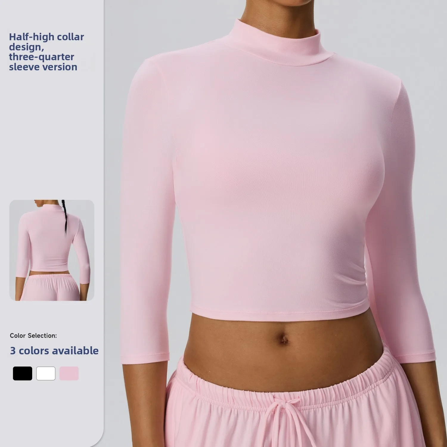 Women's Tight Fitness 3/4 Sleeve Shirt Yoga Lightweight Gym Workout Top Quick Drying Running Gym Fitness Sports Yoga Shirt
