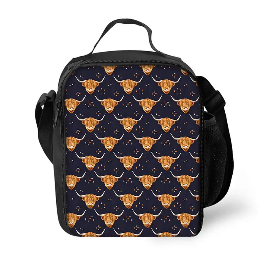 Cowboy-Rinder-Muster Schulterriemen-Lunchbag für Jungen und Mädchen Beste Geschenke 2D Cartoon Schul-Bento-Lunchbox-Tasche für Kinder