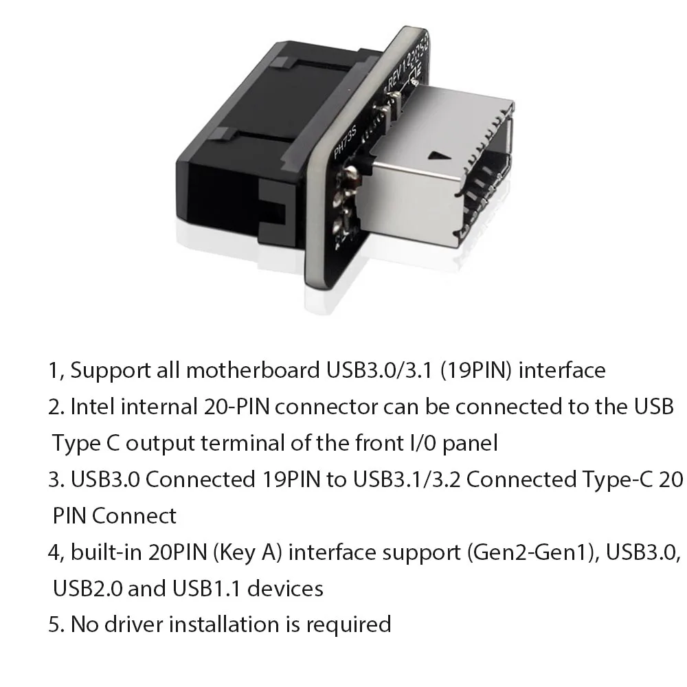 USB 3.0 Internal Header To USB 3.1/3.2 Type C Front Type E Adapter USB3.0 19P/20P To TYPE-E Converter For Computer Motherboard