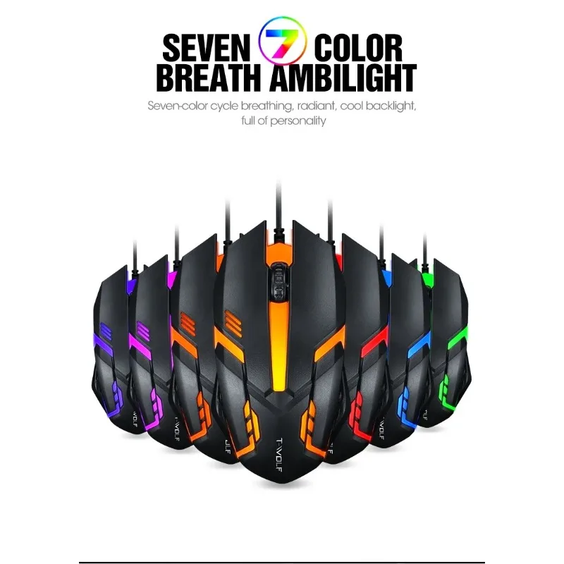 ماوس سلكي USB RGB ملون ماوس ألعاب رياضي إلكتروني ماوس سلكي مكتب ماوس الفئران للكمبيوتر المكتبي والكمبيوتر المحمول ويندوز iOS
