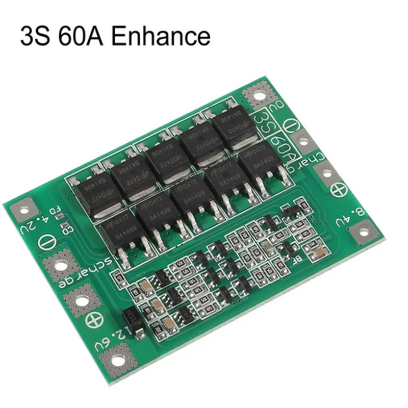 3pcs 3S 11.1V 12V 12.6V 60A 18650 Charger PCB BMS Protection Board with Enhance Li-ion Lithium Battery Charger Lipo Cell Module