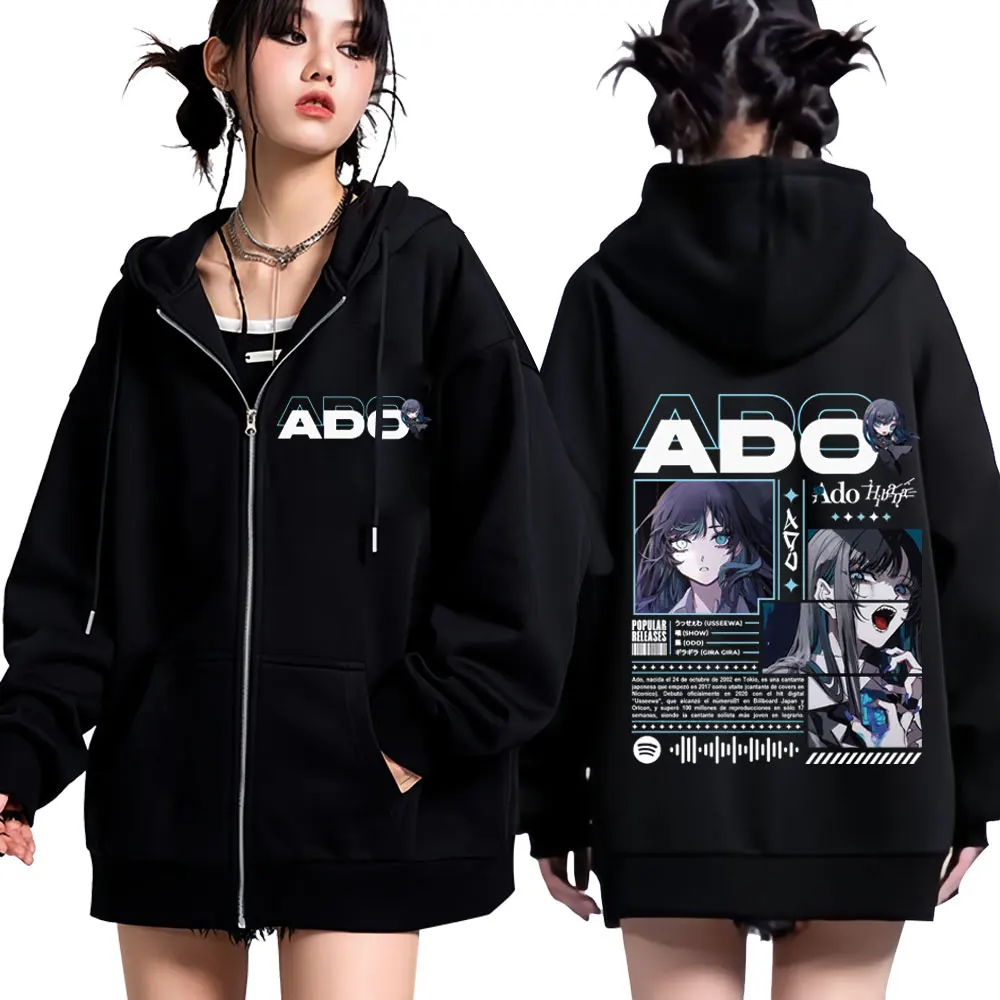 

Ado World Tour, Лидер продаж 2025, толстовка на молнии Hibana для мужчин и женщин, модные толстовки на молнии в стиле Харадзюку, пуловер, куртка в готическом стиле, панк, пальто