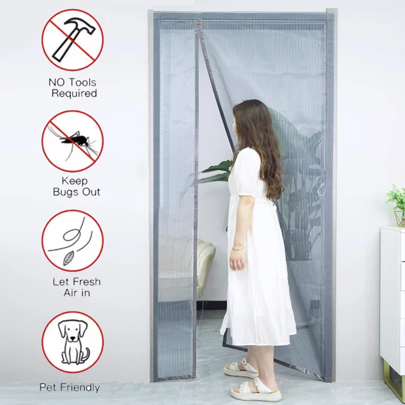 

Magnetic Door window Screen Mosquito Net Curtain Fly Insect Automatic Closing Invisible Mesh For Kitchen indoor living room