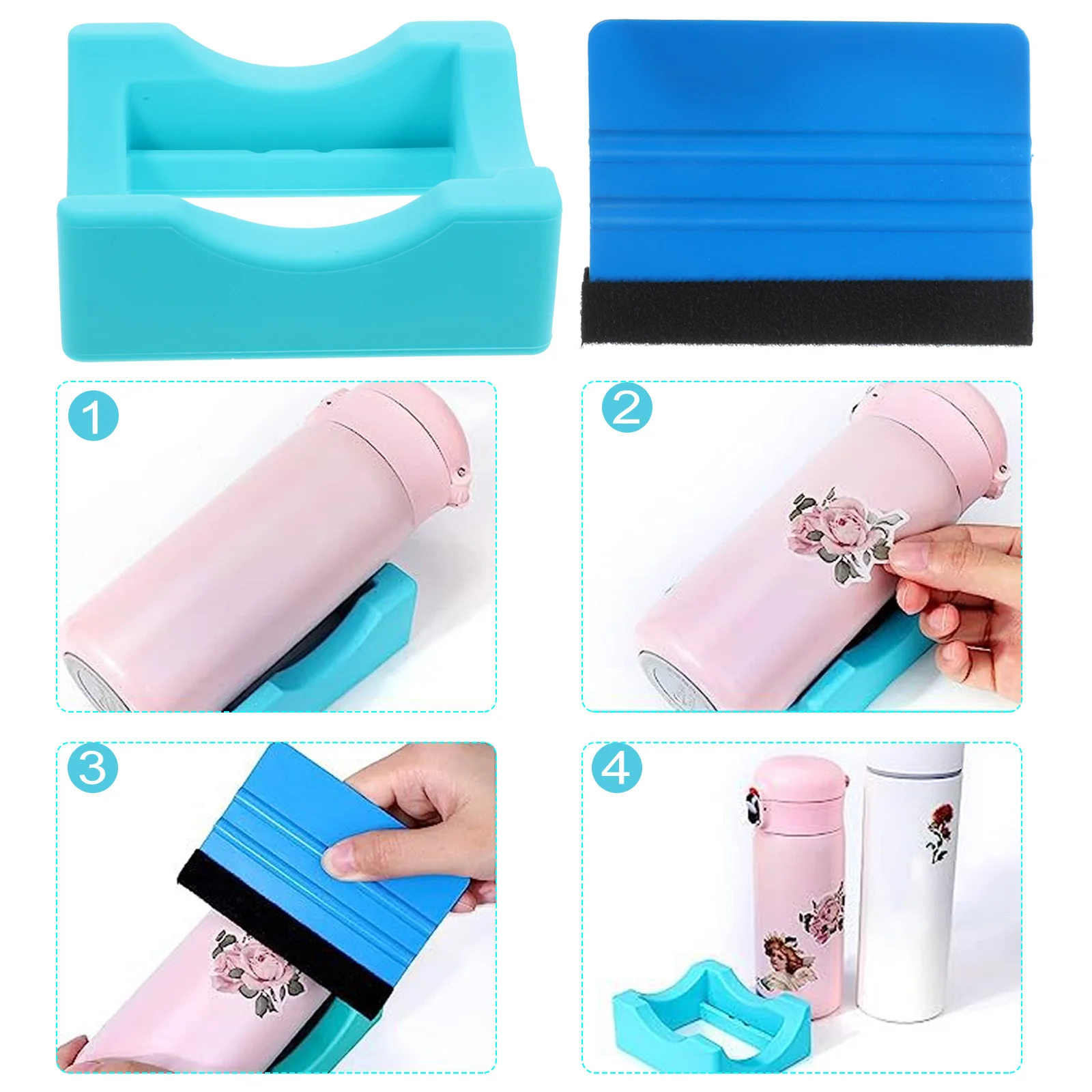 

2pcs Silicone Cradle Set Sturdy Desktop Tumbler Holder Non Stand Squeegee Fine Accessory Reusable Small Decorative