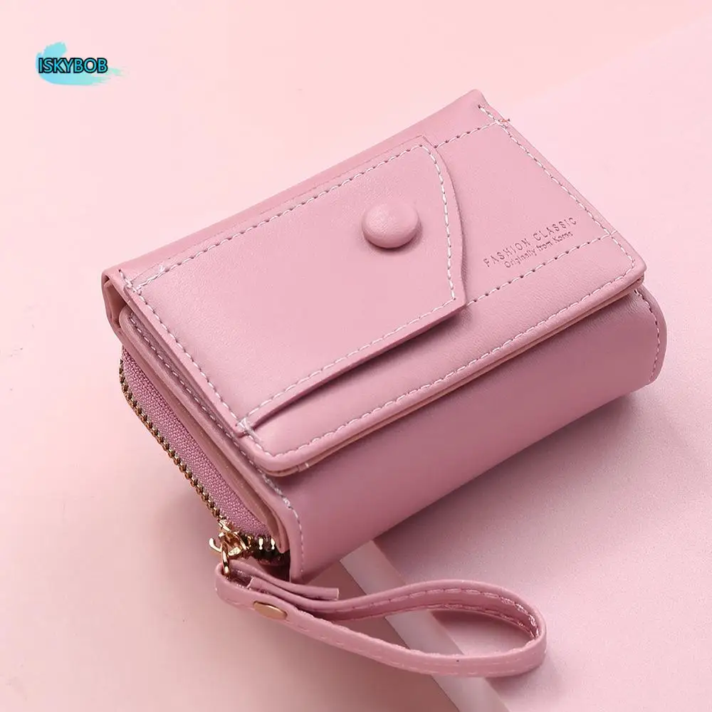 

PU Leather Triple Fold Wallet Waterproof Multiple Card Slots Simplified Purse Handhold Large Capacity Mini Coin Pouch School