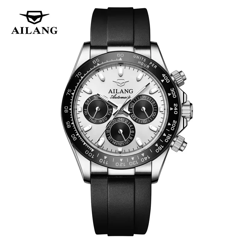 New AILANG 316L SUS Waterproof 5ATM Sapphire Glass Mechanical Movement Luminous Week Date Wristwatch Relogio Masculino 8077