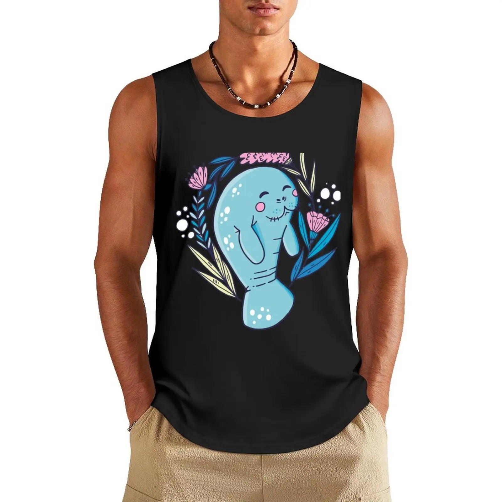 

Happy Manatee/Морская корова/Русалка Майка футболка тренажерный зал мужские жилеты одежда в стиле аниме