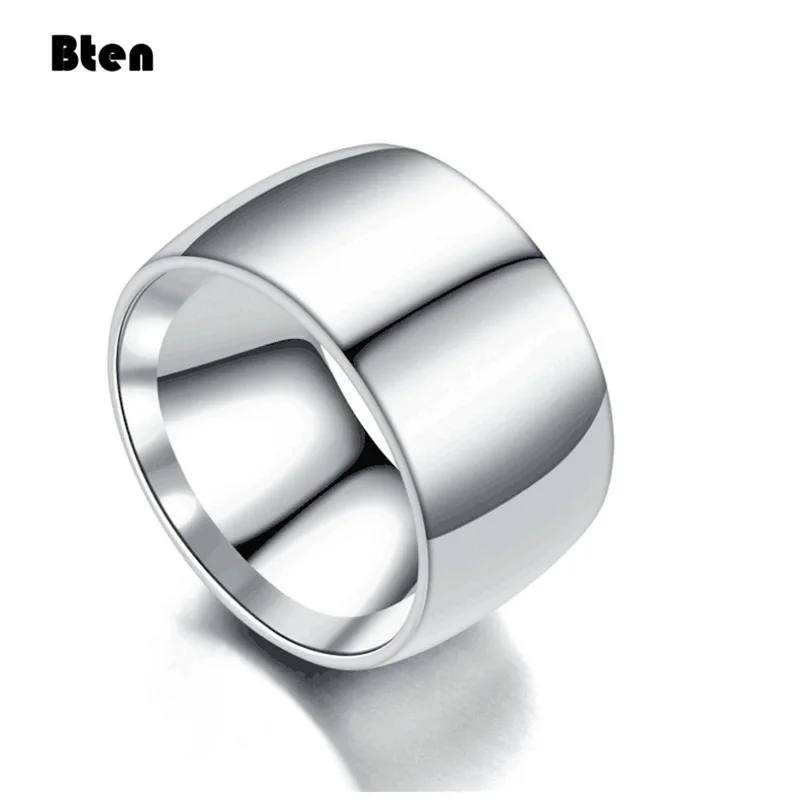 Bten Fashion Charm Jewelry Ring Men Stainless Steel Black Rings For Women Jewelry 12mm Men Rings Gold Silver Color Rings