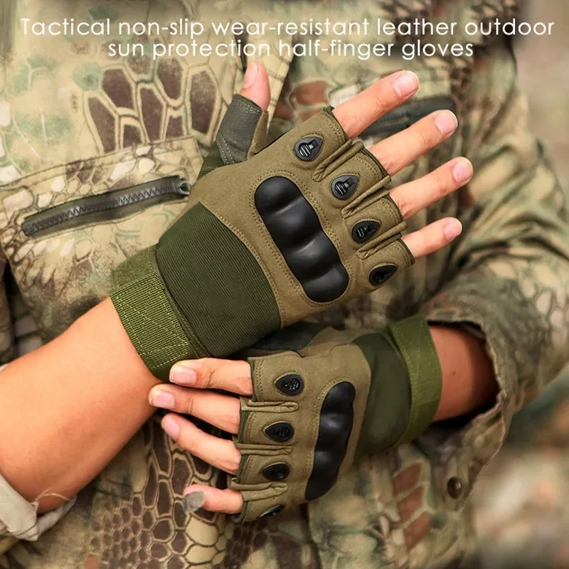 Guantes de medio dedo para hombre, guantes tácticos militares para exteriores, deportes, tiro, caza, Airsoft, motocicleta, ciclismo