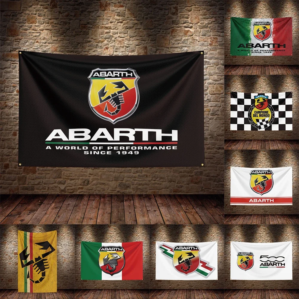 3x5 Ft Abarths Flag Polyester Printed Cars Banner Flags for Garage Decor