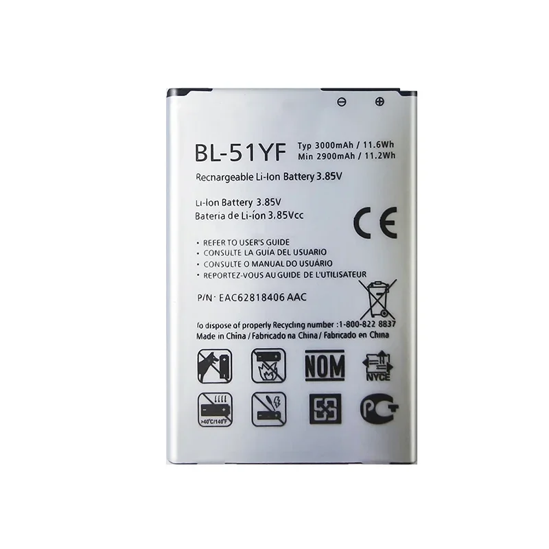 Bateria New Batterie 3000mAh Battery BL-51YF For LG G4 H815 H810 VS999 F500 F500S F500K F500L H81 H818 H819 BL 51YF Battery