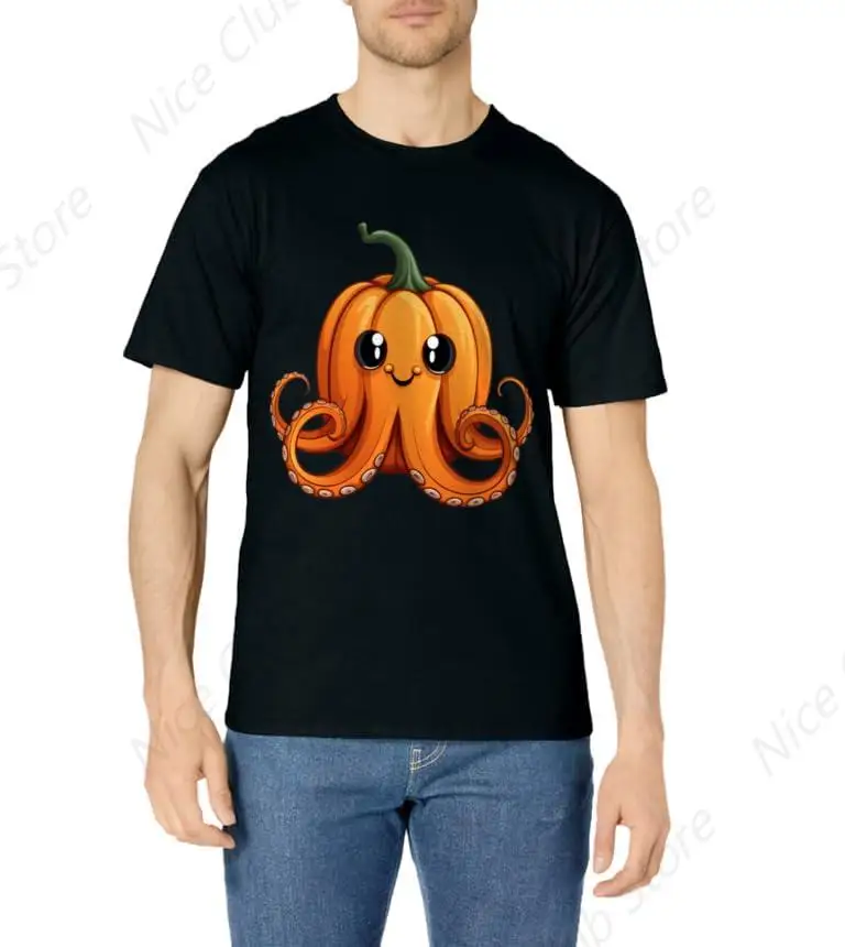 Vintage Octopus Pumpkin Lazy Halloween Party Costume Kids T-Shirt