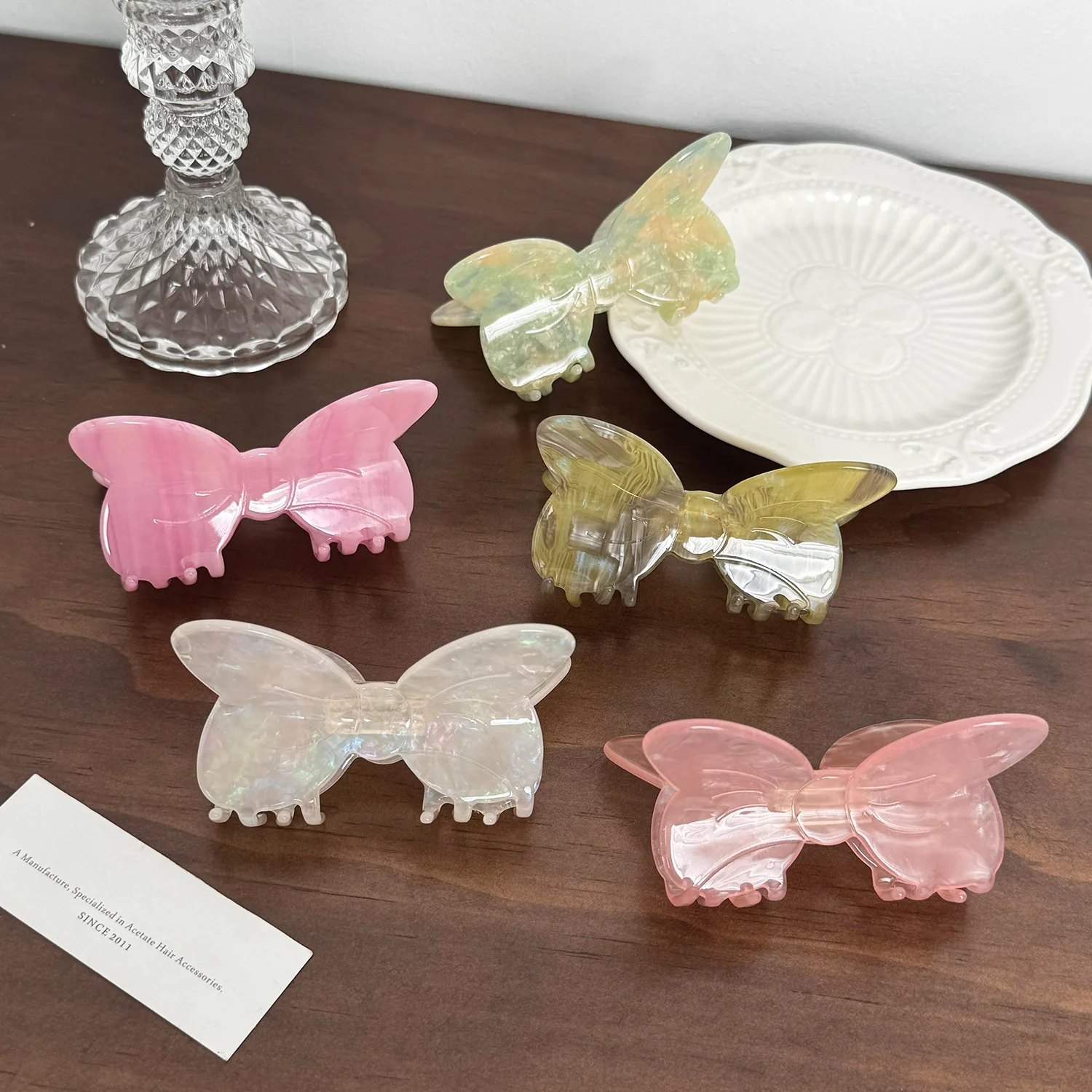 

New Fashion Elegant Girls Medium Bow Barrette Women Acetate Hair Claws