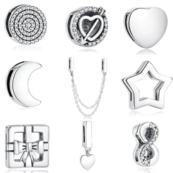 925 Sterling Silver Bead Charm Reflexions Elegance Clip With Crystal Beads Fit Original Pan Bracelets Women Diy Jewelry 2021