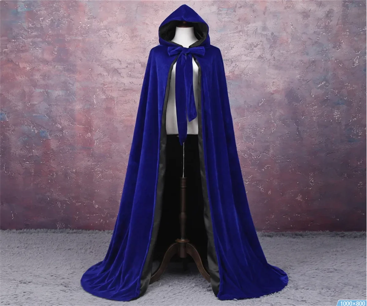 Hooded Women Men Fancy Red Wedding Cloak  Cloak  Adult Witch Long Purple Green Red Black Halloween