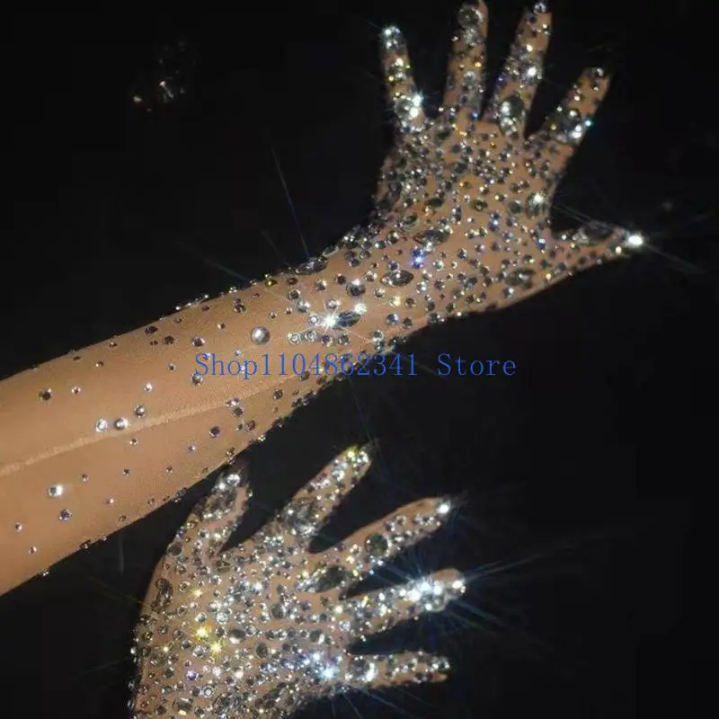 

5asd, 1 пара, роскошные сетчатые перчатки со стразами, свадебные варежки, длинные женские варежки для танцоров и певцов