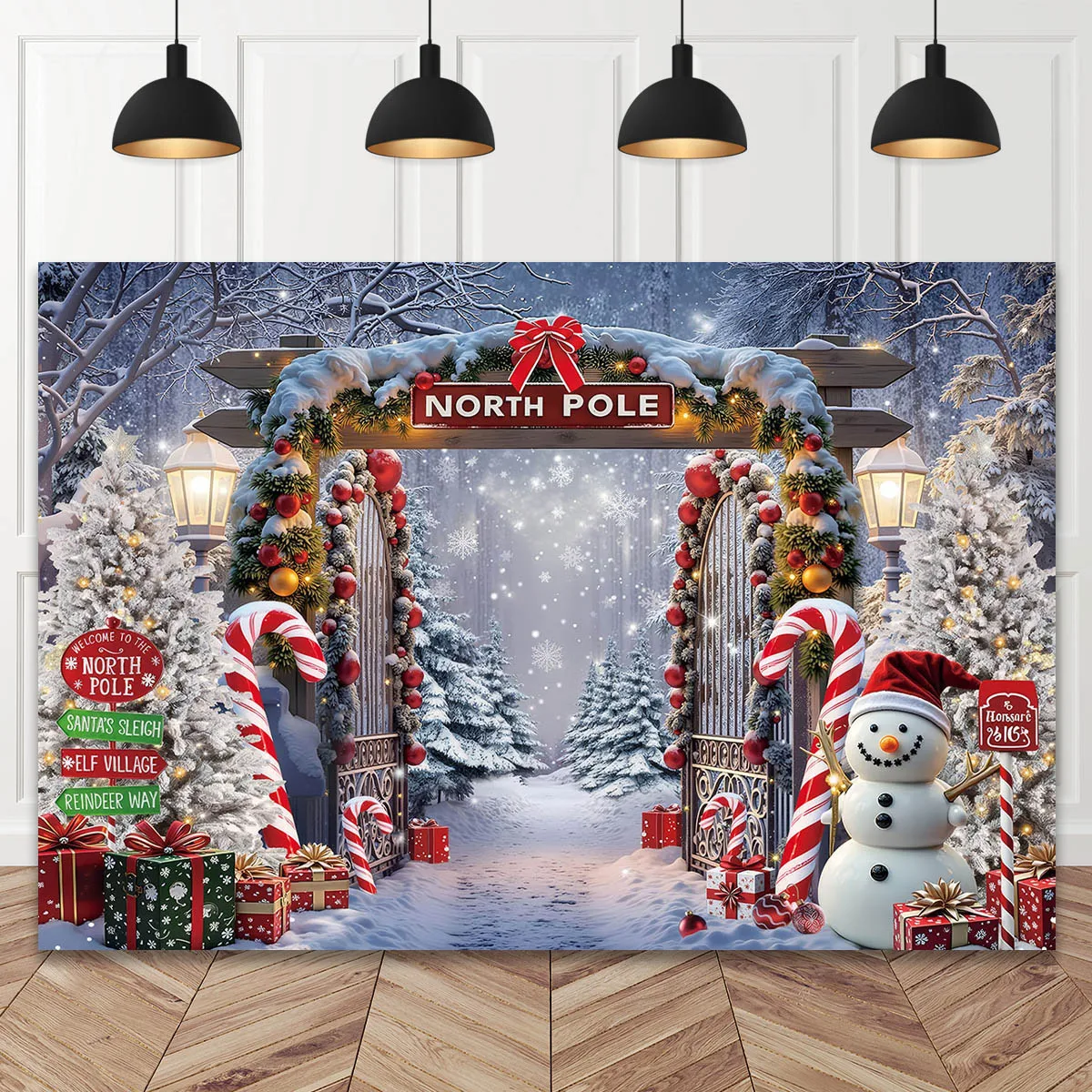 

Рождественские фоны для фотосъемки, белая рождественская елка, северный полюс, виниловые фоны для фотостудии, детская семейная фотозона