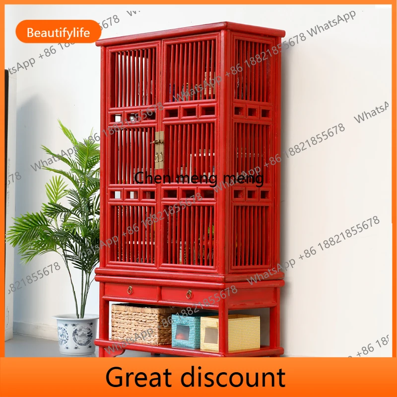 

6239 Ретро обеденный боковой шкаф из цельного дерева, многофункциональный напольный шкафчик из китайской сосны, книжная полка