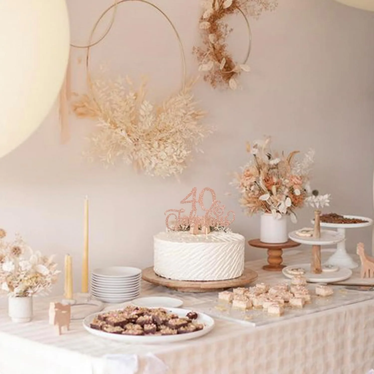 1 Stück glitzernder Champagner-Kuchendekor für den 40. und fabelhaften Stil – Kuchendekorationen zum 40. Geburtstag für Partyzubehör – Detail 12