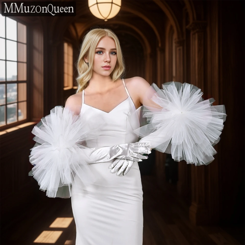 

TOPQUEEN свадебные перчатки со съемными рукавами и белым цветком, женское вечернее платье, свадебные аксессуары для рук «сделай сам», Mm10