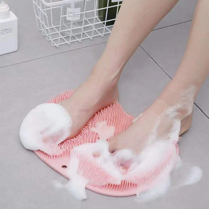 Foot Wash Brush Rub Back with Sucker Brush Bathroom Tool Foot Massage Pad Shower Massage Mat Exfoliating Bath Pad Bath Sponge