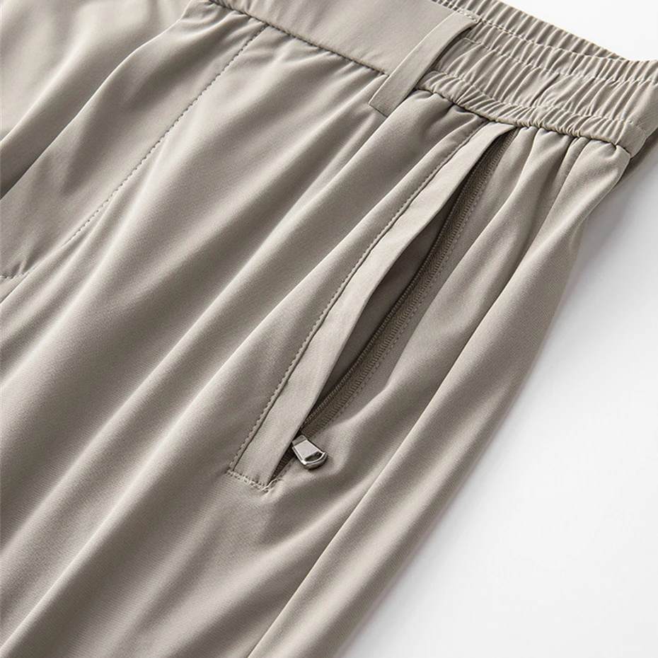 Summer Cool Pants Men Straight Stretch Pants Fashion Casual Solid Color Pants Male Anti-wrinkle Trousers