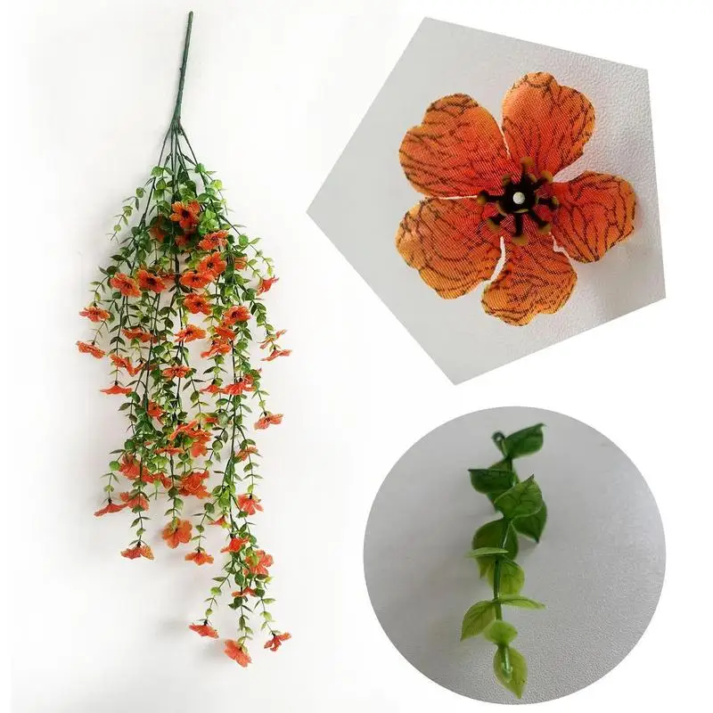 Artificial Vines Fake Orange Flowers Vine Plant Wall Decor 74cm/29inch Wedding Home Backdrop Arch Wall Decor Faux Hangings