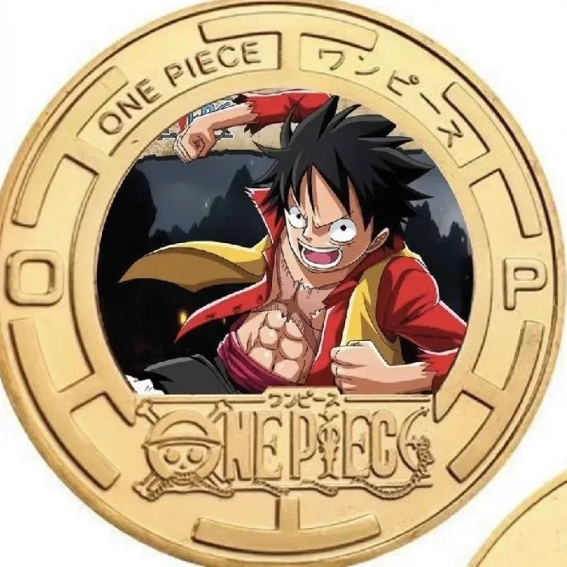 5pcs/set Bandai One Piece Luffy Zoro Chopper Anime Character Metal Commemorative Coin Commemorative Medal Children's Gift Toy